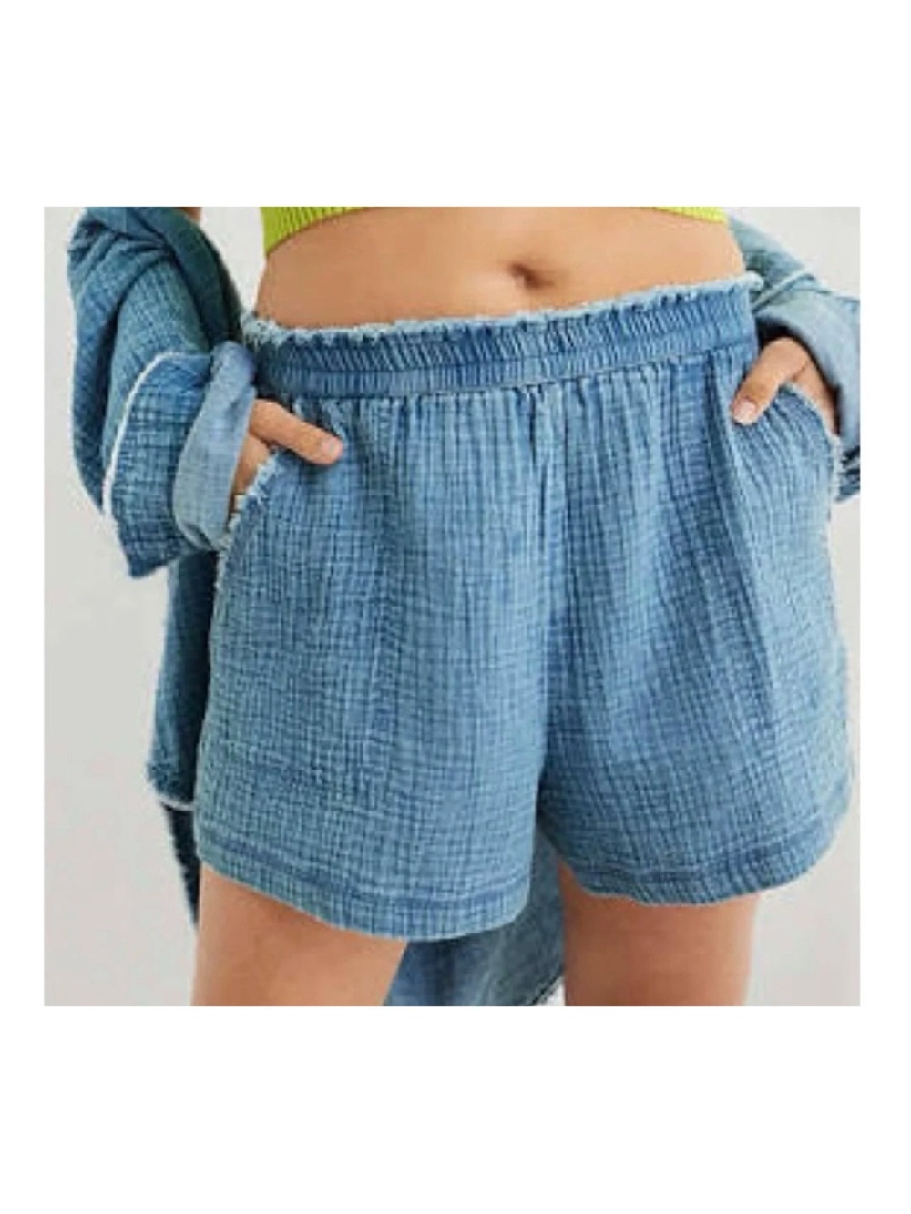Aerie Gauzy High Waisted Short In Blue